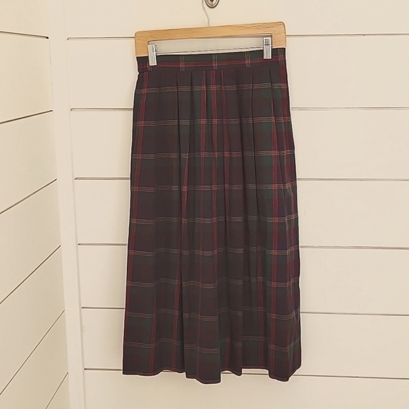 VINTAGE Land's End 8 petite maxi skirt plaid flannel - Picture 1 of 5